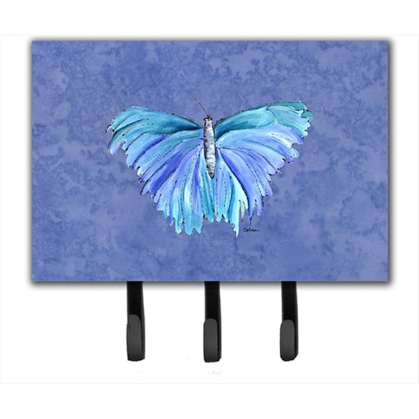 Micasa 6 x 9 In. Butterfly on Slate Blue Leash or Key Holder MI54993 - main